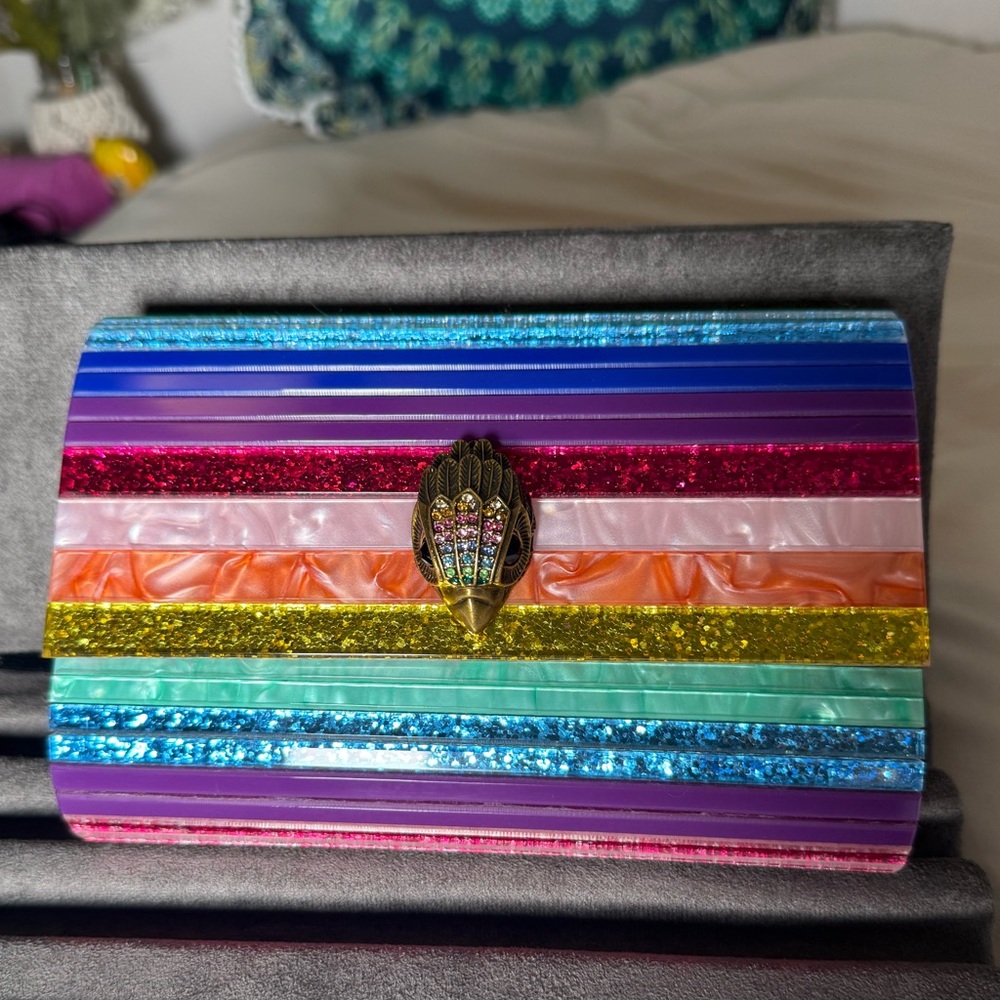 Kurt Geiger Rainbow Glitter Clutch NBW